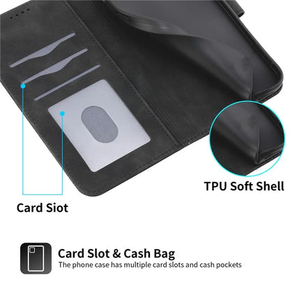 DIERFENG DF-03 For Samsung Galaxy A06 Leather Case Lines Imprint Wallet Phone Cover