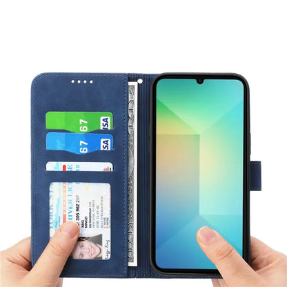 DIERFENG DF-03 For Samsung Galaxy A06 Leather Case Lines Imprint Wallet Phone Cover
