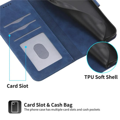 DIERFENG DF-03 For Samsung Galaxy A06 Leather Case Lines Imprint Wallet Phone Cover