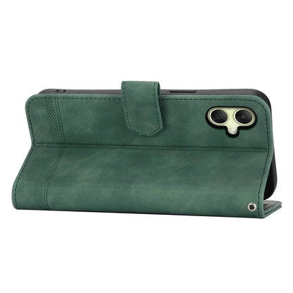 DIERFENG DF-03 For Samsung Galaxy A06 Leather Case Lines Imprint Wallet Phone Cover
