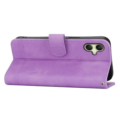 DIERFENG DF-03 For Samsung Galaxy A06 Leather Case Lines Imprint Wallet Phone Cover