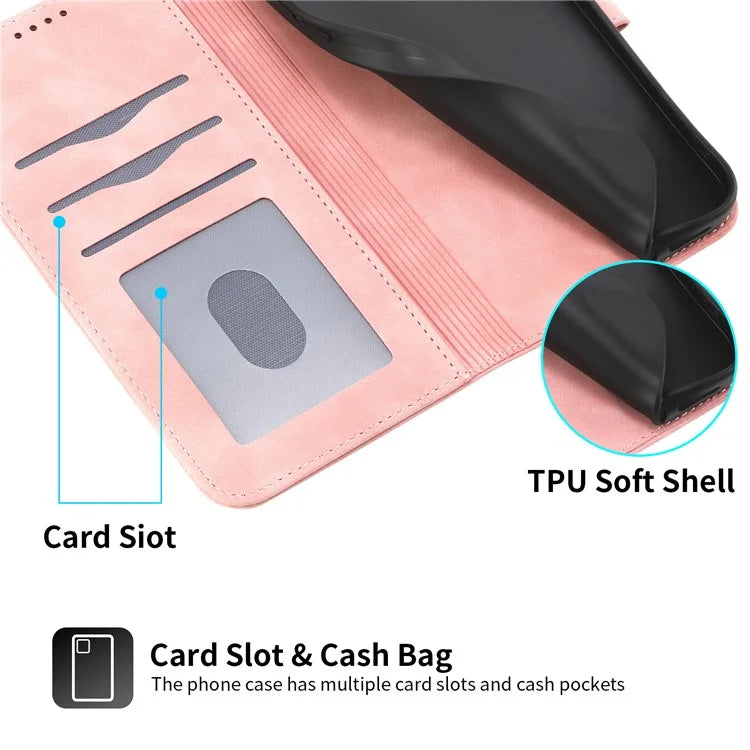 DIERFENG DF-03 For Samsung Galaxy A06 Leather Case Lines Imprint Wallet Phone Cover