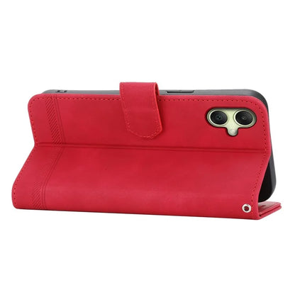 DIERFENG DF-03 For Samsung Galaxy A06 Leather Case Lines Imprint Wallet Phone Cover