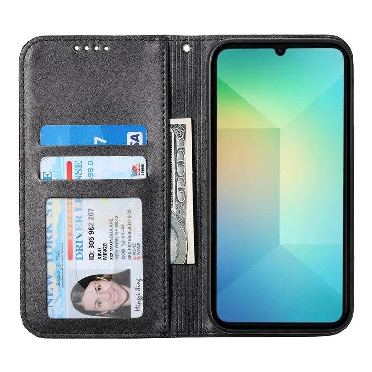 For Samsung Galaxy A06 Case Calf Texture PU Leather Phone Cover with Wallet