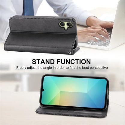 For Samsung Galaxy A06 Case Calf Texture PU Leather Phone Cover with Wallet