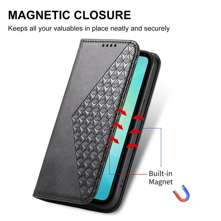 For Samsung Galaxy A06 Case Calf Texture PU Leather Phone Cover with Wallet