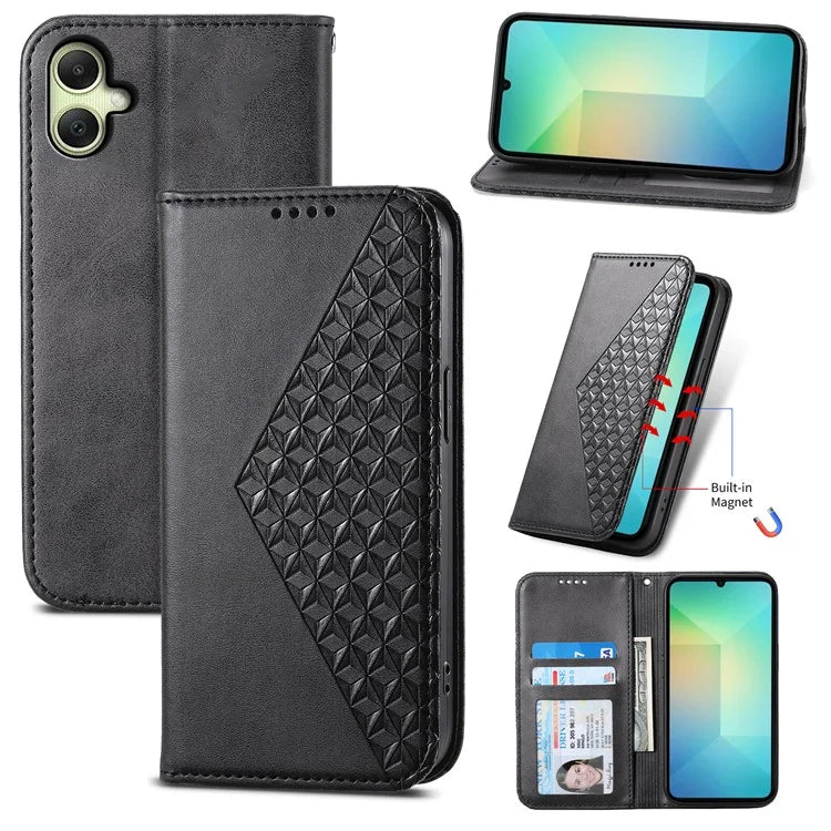 For Samsung Galaxy A06 Case Calf Texture PU Leather Phone Cover with Wallet