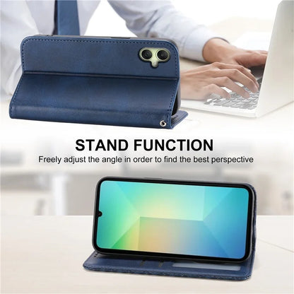 For Samsung Galaxy A06 Case Calf Texture PU Leather Phone Cover with Wallet