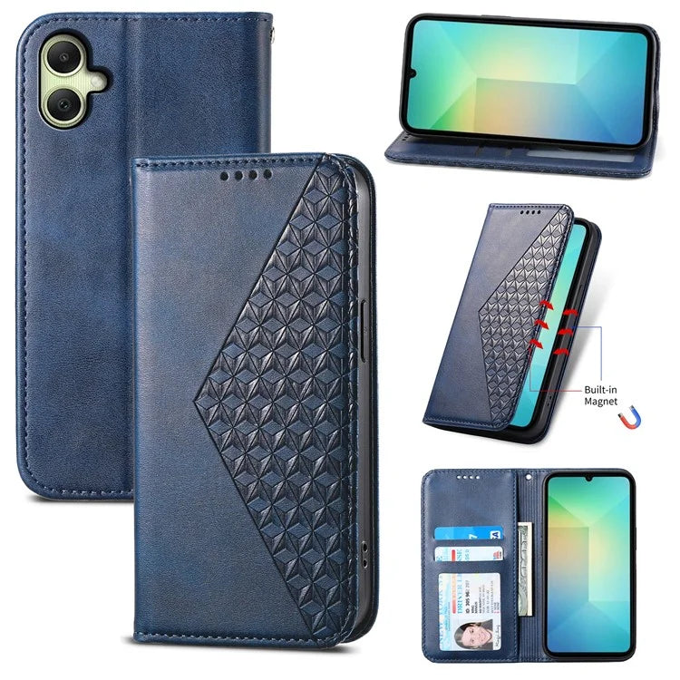 For Samsung Galaxy A06 Case Calf Texture PU Leather Phone Cover with Wallet