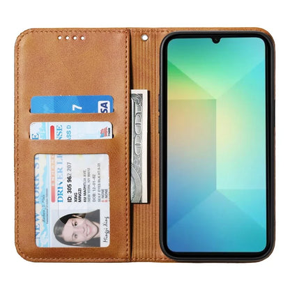 For Samsung Galaxy A06 Case Calf Texture PU Leather Phone Cover with Wallet