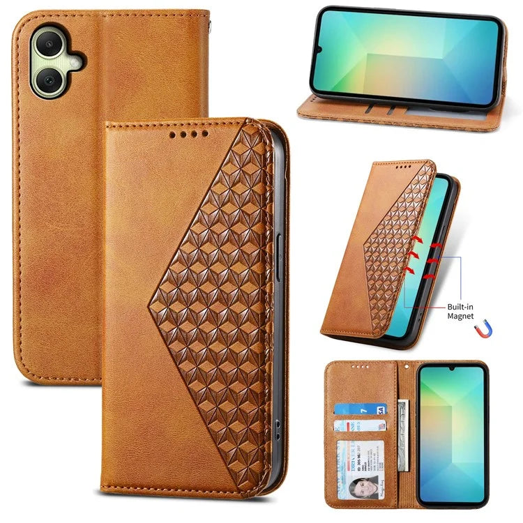 For Samsung Galaxy A06 Case Calf Texture PU Leather Phone Cover with Wallet