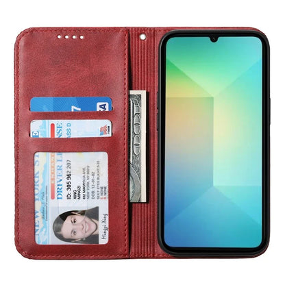 For Samsung Galaxy A06 Case Calf Texture PU Leather Phone Cover with Wallet