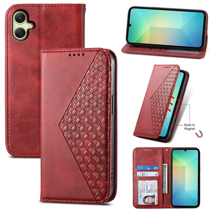 For Samsung Galaxy A06 Case Calf Texture PU Leather Phone Cover with Wallet