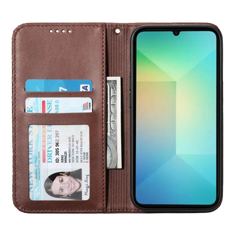 For Samsung Galaxy A06 Case Calf Texture PU Leather Phone Cover with Wallet