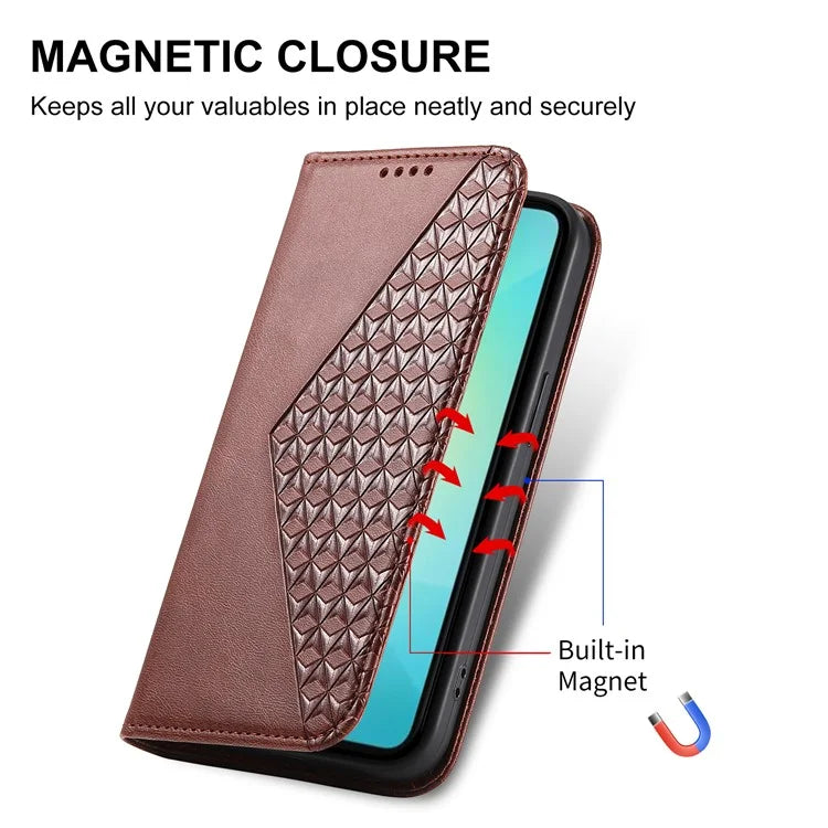 For Samsung Galaxy A06 Case Calf Texture PU Leather Phone Cover with Wallet