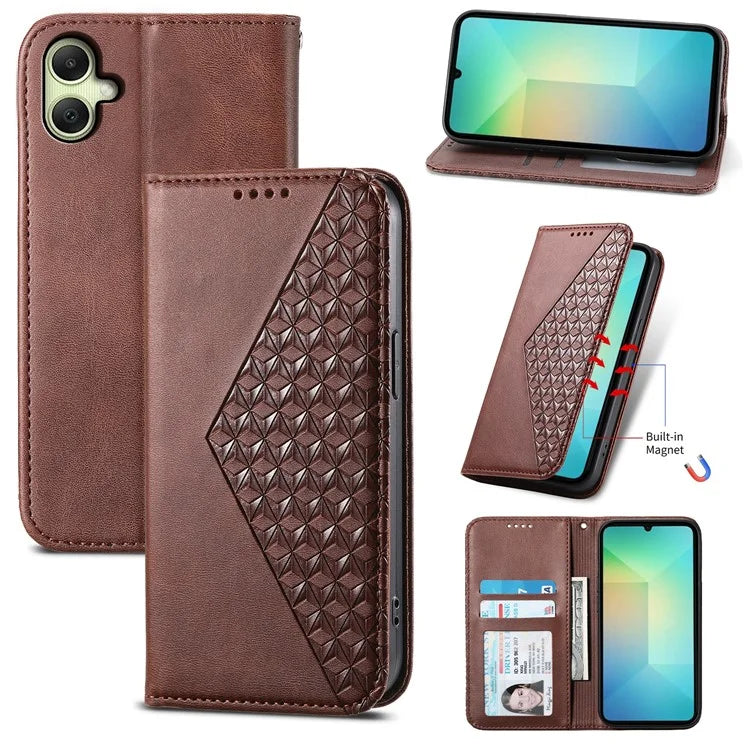 For Samsung Galaxy A06 Case Calf Texture PU Leather Phone Cover with Wallet