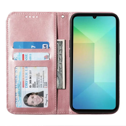For Samsung Galaxy A06 Case Calf Texture PU Leather Phone Cover with Wallet