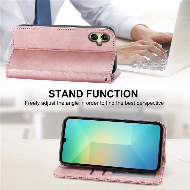 For Samsung Galaxy A06 Case Calf Texture PU Leather Phone Cover with Wallet