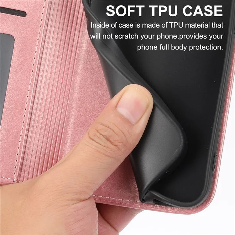 For Samsung Galaxy A06 Case Calf Texture PU Leather Phone Cover with Wallet