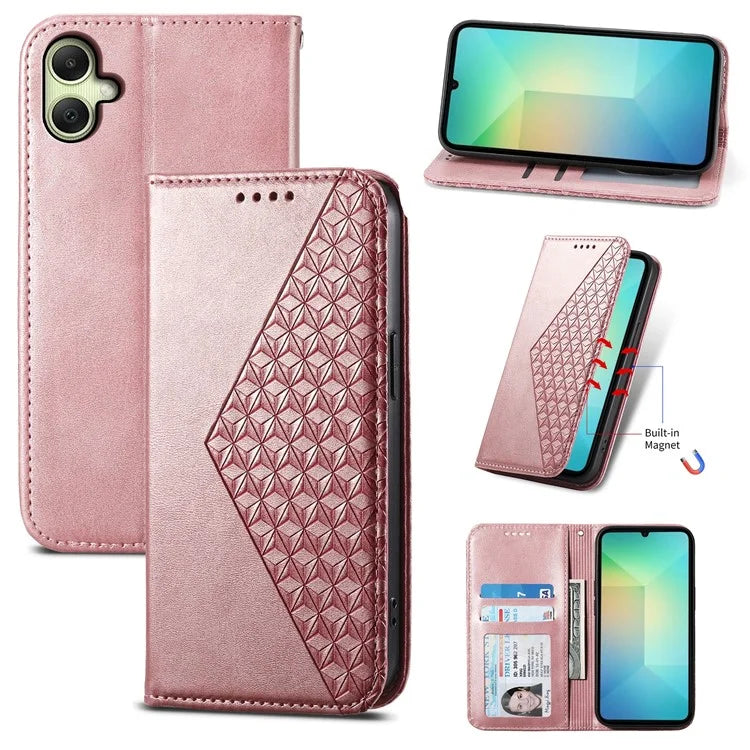 For Samsung Galaxy A06 Case Calf Texture PU Leather Phone Cover with Wallet
