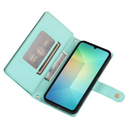 DF-011 For Samsung Galaxy A06 Case Zipper Pocket Wallet Leather Phone Cover with Straps