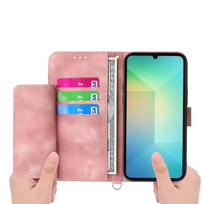 For Samsung Galaxy A06 Case Flower Pattern PU Leather Wallet Phone Cover with Strap