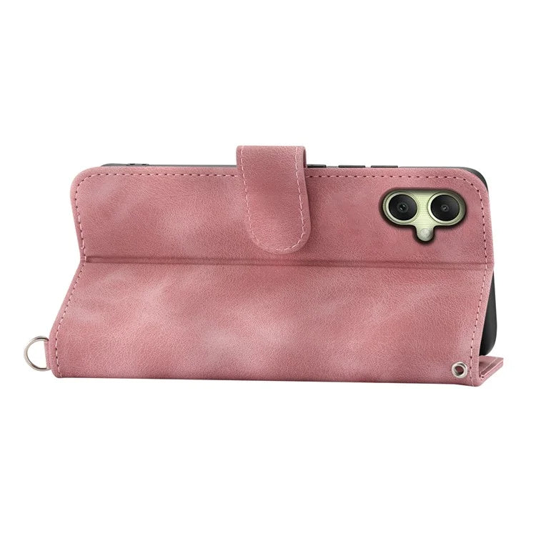 For Samsung Galaxy A06 Case Flower Pattern PU Leather Wallet Phone Cover with Strap