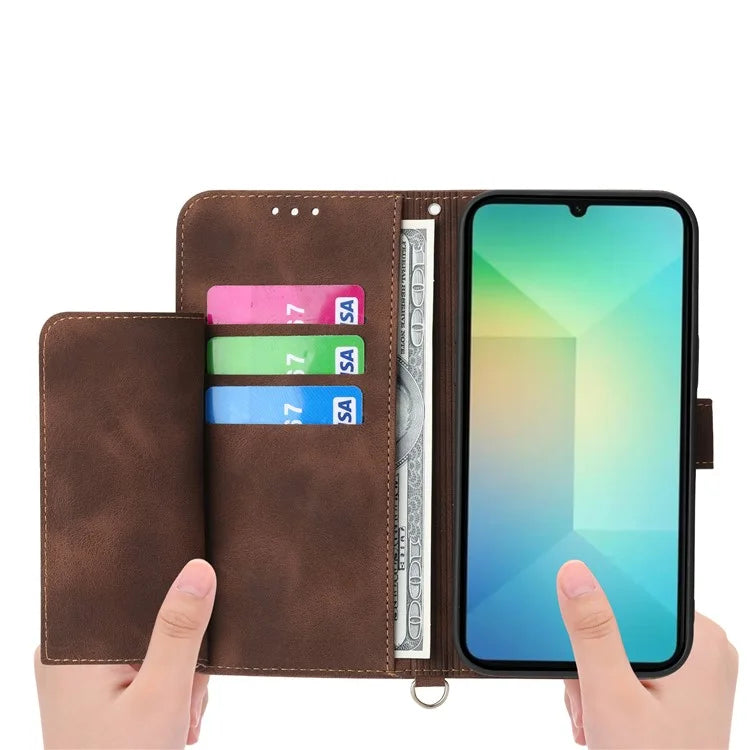 For Samsung Galaxy A06 Case Flower Pattern PU Leather Wallet Phone Cover with Strap