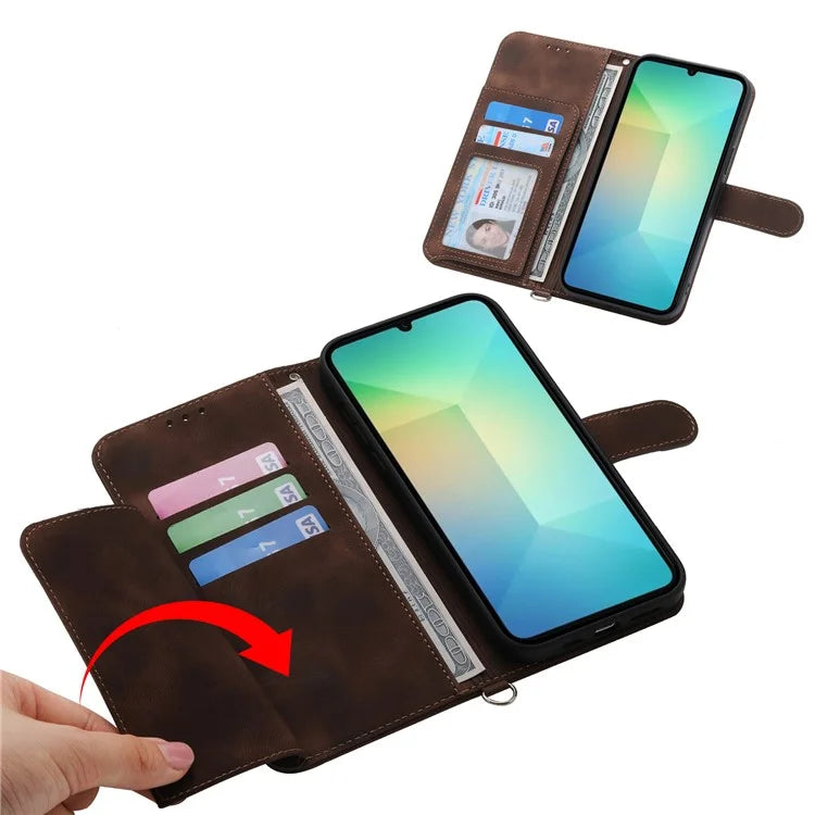For Samsung Galaxy A06 Case Flower Pattern PU Leather Wallet Phone Cover with Strap
