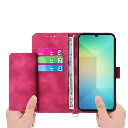 For Samsung Galaxy A06 Case Flower Pattern PU Leather Wallet Phone Cover with Strap