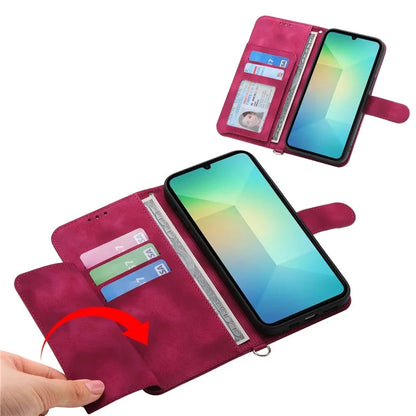 For Samsung Galaxy A06 Case Flower Pattern PU Leather Wallet Phone Cover with Strap