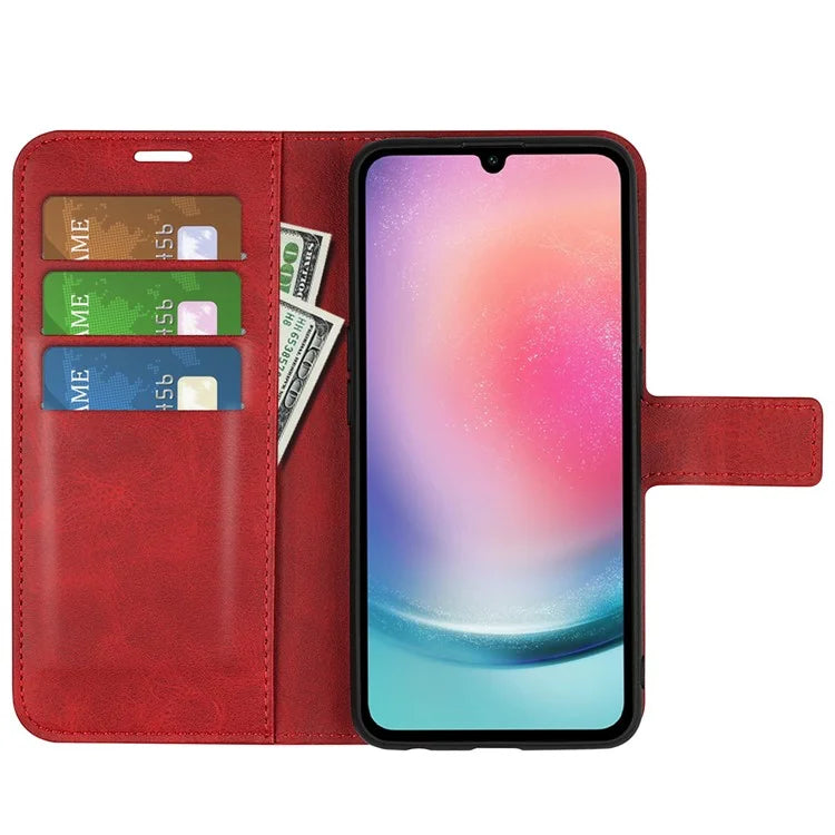 For Samsung Galaxy A16 5G Stand Case Anti-Scratch Calf Texture Leather Phone Cover