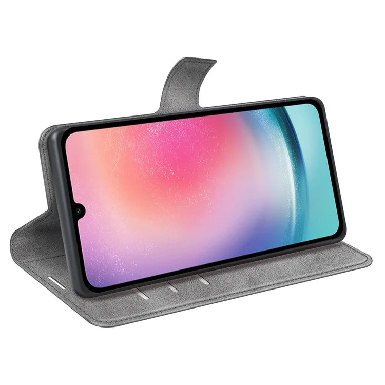 For Samsung Galaxy A16 5G Stand Case Anti-Scratch Calf Texture Leather Phone Cover