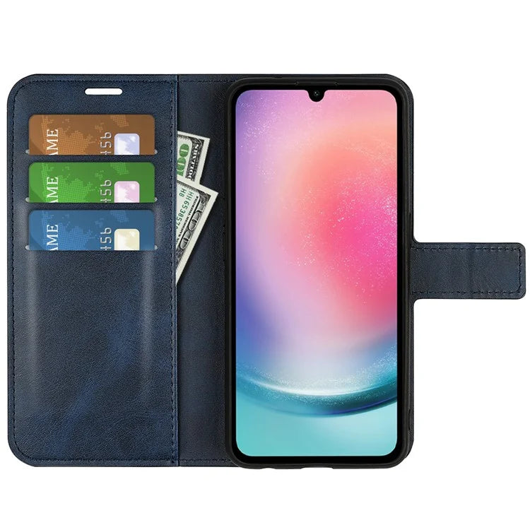 For Samsung Galaxy A16 5G Stand Case Anti-Scratch Calf Texture Leather Phone Cover