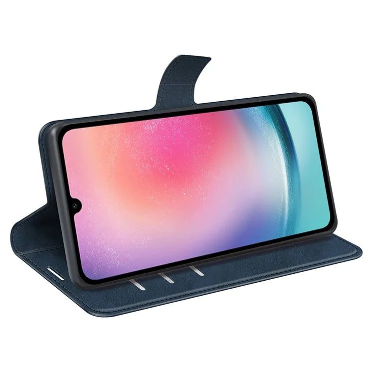For Samsung Galaxy A16 5G Stand Case Anti-Scratch Calf Texture Leather Phone Cover