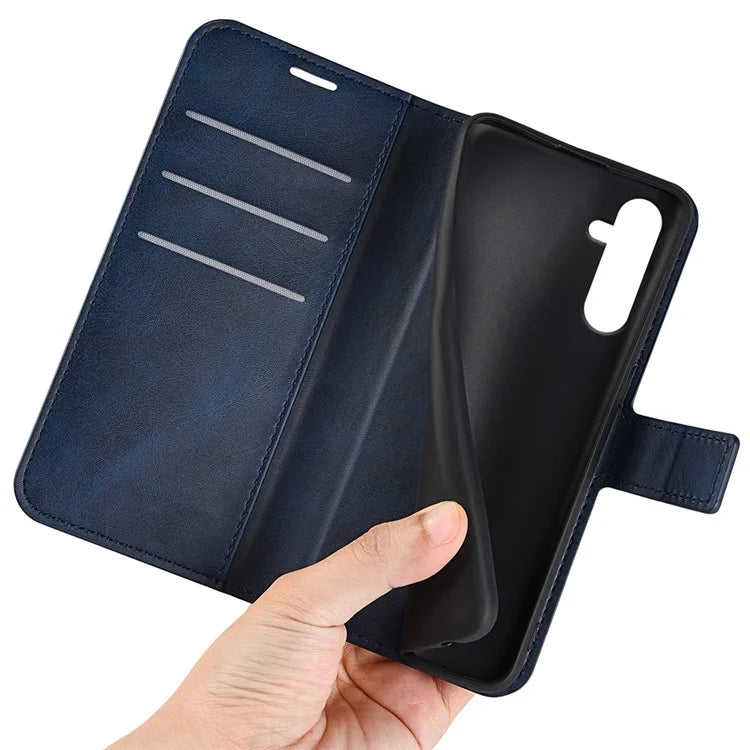 For Samsung Galaxy A16 5G Stand Case Anti-Scratch Calf Texture Leather Phone Cover