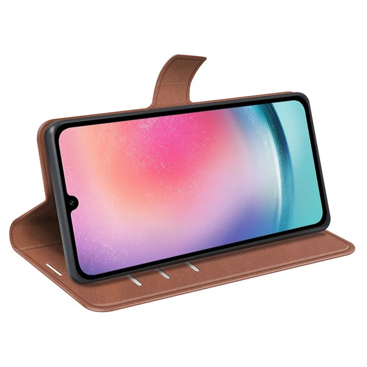 For Samsung Galaxy A16 5G Stand Case Anti-Scratch Calf Texture Leather Phone Cover
