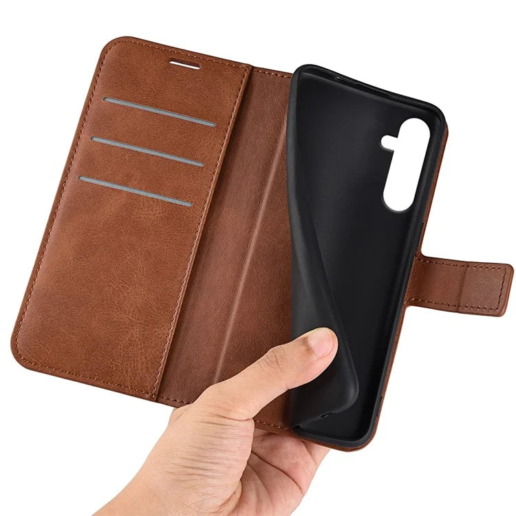 For Samsung Galaxy A16 5G Stand Case Anti-Scratch Calf Texture Leather Phone Cover