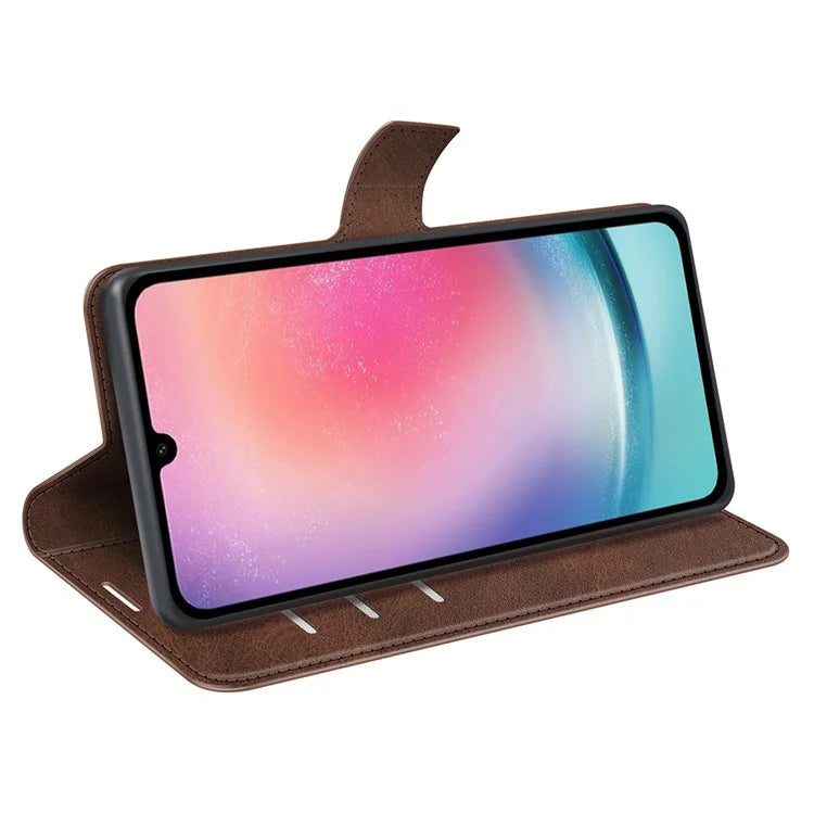 For Samsung Galaxy A16 5G Stand Case Anti-Scratch Calf Texture Leather Phone Cover