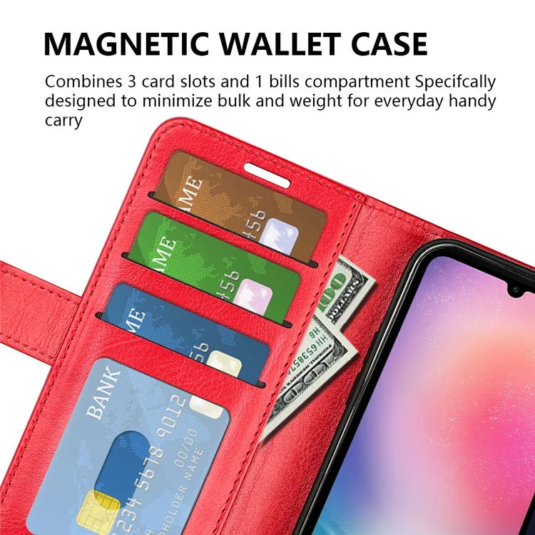 For Samsung Galaxy A16 5G Wallet Case Crazy Horse Texture Stand Leather Phone Cover