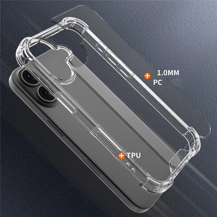 For iPhone 16 Plus Case Reinforced Corners TPU Frame + Acrylic Back Phone Cover