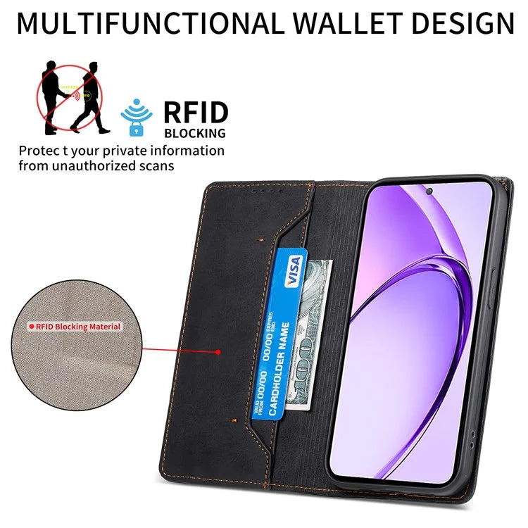 DF-05 For Oppo A3 Pro (Global) 5G Wallet Case RFID Blocking PU Leather Phone Cover
