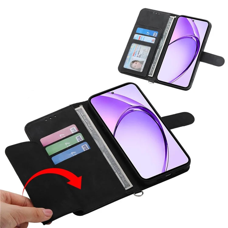 For Oppo A3 Pro (Global) 5G Case Flower Pattern PU Leather Wallet Phone Cover with Strap