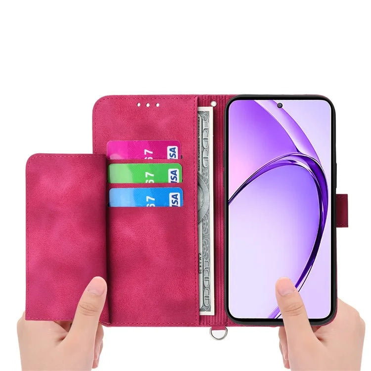 For Oppo A3 Pro (Global) 5G Case Flower Pattern PU Leather Wallet Phone Cover with Strap