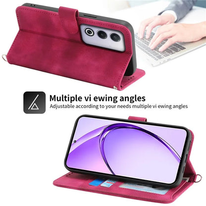 For Oppo A3 Pro (Global) 5G Case Flower Pattern PU Leather Wallet Phone Cover with Strap