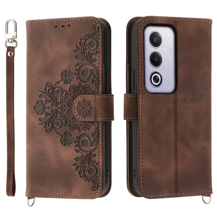 For Oppo A3 Pro (Global) 5G Case Flower Pattern PU Leather Wallet Phone Cover with Strap