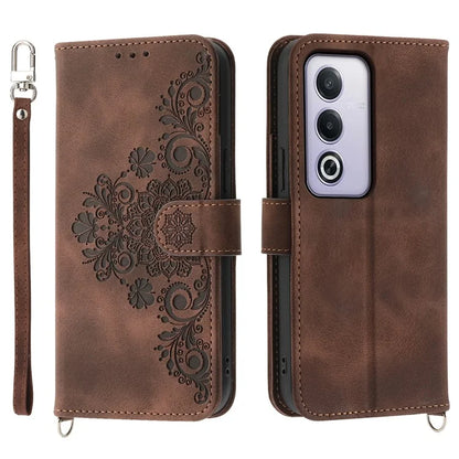 For Oppo A3 Pro (Global) 5G Case Flower Pattern PU Leather Wallet Phone Cover with Strap