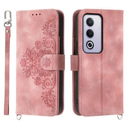 For Oppo A3 Pro (Global) 5G Case Flower Pattern PU Leather Wallet Phone Cover with Strap