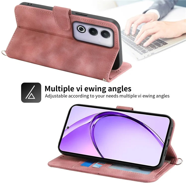 For Oppo A3 Pro (Global) 5G Case Flower Pattern PU Leather Wallet Phone Cover with Strap