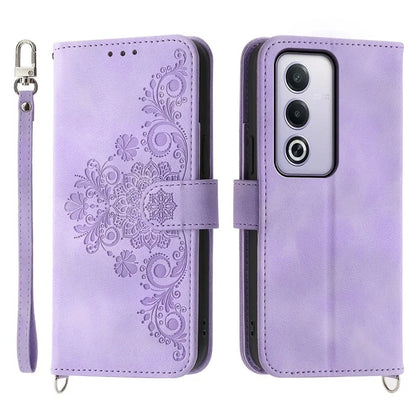 For Oppo A3 Pro (Global) 5G Case Flower Pattern PU Leather Wallet Phone Cover with Strap